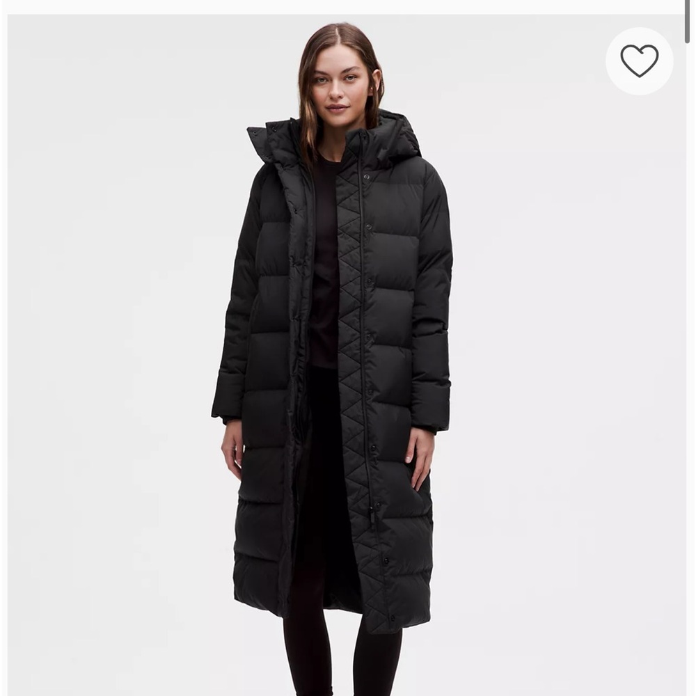 Lululemon long Black Puffer Coat